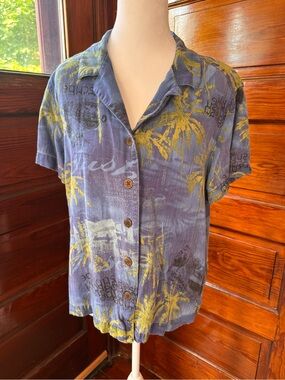 Soft Vintage Caribbean Joe Hawaiian Button-Down Shirt Camp Shirt- Size Large